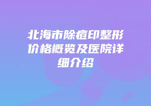 北海市除痘印整形价格概览及医院详细介绍