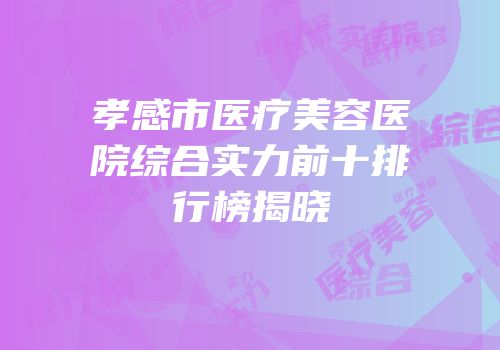孝感市医疗美容医院综合实力前十排行榜揭晓