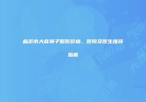 临沂市大蒜鼻子整形价格、医院及医生推荐指南