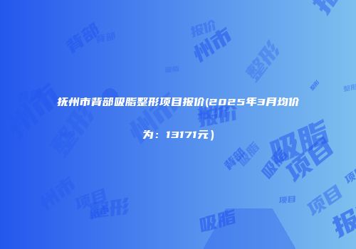 抚州市背部吸脂整形项目报价(2025年3月均价为：13171元）
