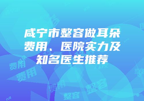 咸宁市整容做耳朵费用、医院实力及知名医生推荐