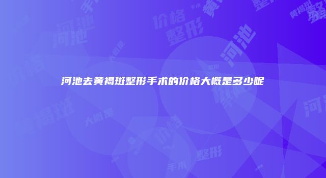 河池去黄褐斑整形手术的价格大概是多少呢