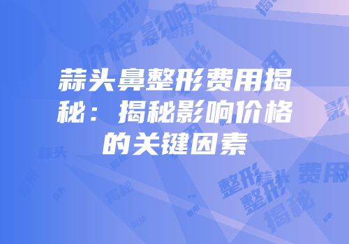 蒜头鼻整形费用揭秘：揭秘影响价格的关键因素