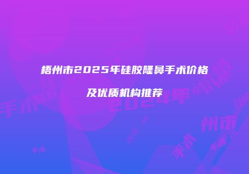 梧州市2025年硅胶隆鼻手术价格及优质机构推荐