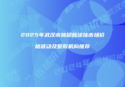 2025年武汉市玻尿酸涂抹市场价格波动及整形机构推荐