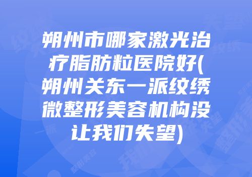 朔州市哪家激光治疗脂肪粒医院好(朔州关东一派纹绣微整形美容机构没让我们失望)