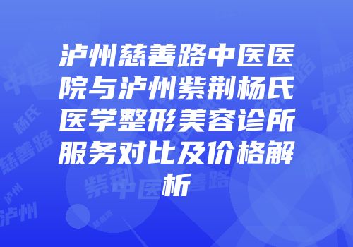 泸州慈善路中医医院与泸州紫荆杨氏医学整形美容诊所服务对比及价格解析