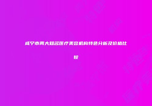 咸宁市两大知名医疗美容机构特色分析及价格比较