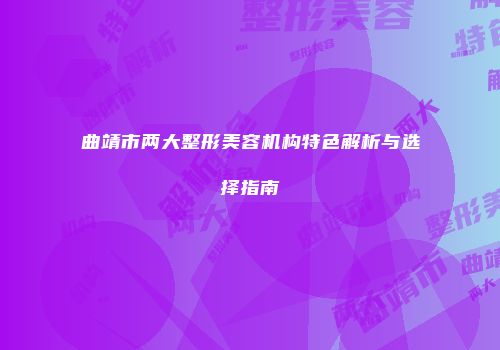 曲靖市两大整形美容机构特色解析与选择指南