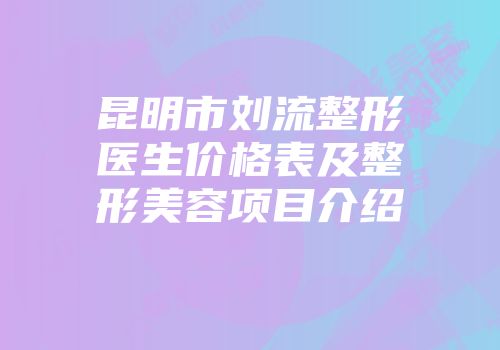 昆明市刘流整形医生价格表及整形美容项目介绍