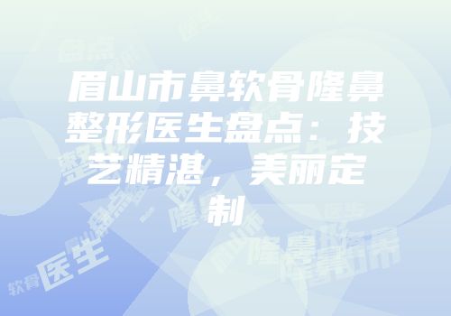 眉山市鼻软骨隆鼻整形医生盘点：技艺精湛，美丽定制