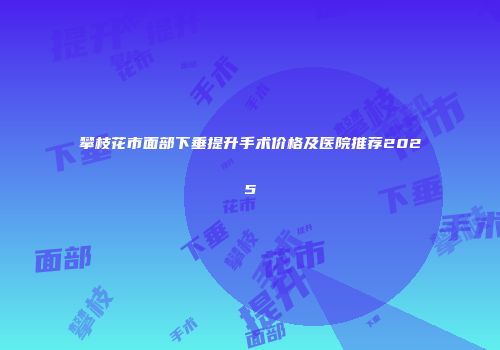攀枝花市面部下垂提升手术价格及医院推荐2025