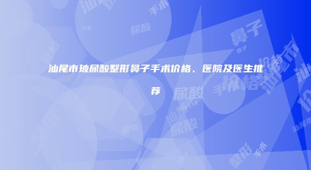 汕尾市玻尿酸整形鼻子手术价格、医院及医生推荐