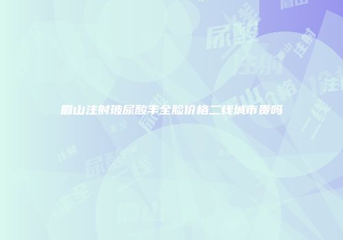 眉山注射玻尿酸丰全脸价格二线城市贵吗