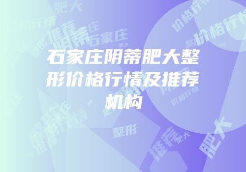 石家庄阴蒂肥大整形价格行情及推荐机构