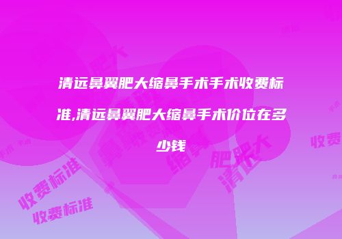 清远鼻翼肥大缩鼻手术手术收费标准,清远鼻翼肥大缩鼻手术价位在多少钱
