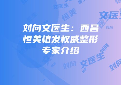 刘向文医生：西昌恒美植发权威整形专家介绍