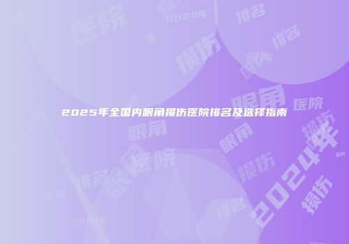 2025年全国内眼角损伤医院排名及选择指南