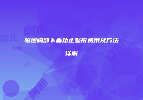 昭通胸部下垂矫正整形费用及方法详解