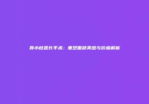 鼻小柱延长手术：重塑面部美感与价格解析