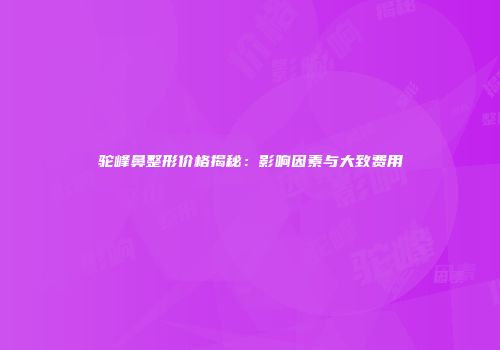驼峰鼻整形价格揭秘：影响因素与大致费用