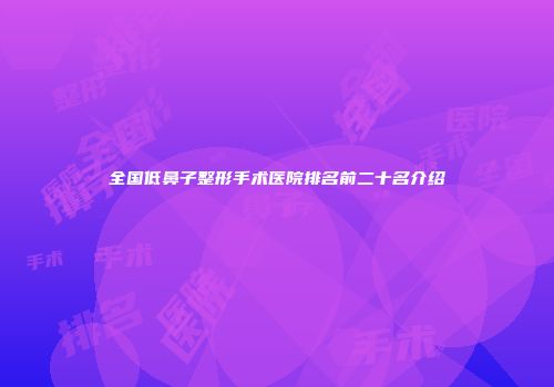 全国低鼻子整形手术医院排名前二十名介绍