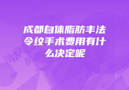成都自体脂肪丰法令纹手术费用有什么决定呢