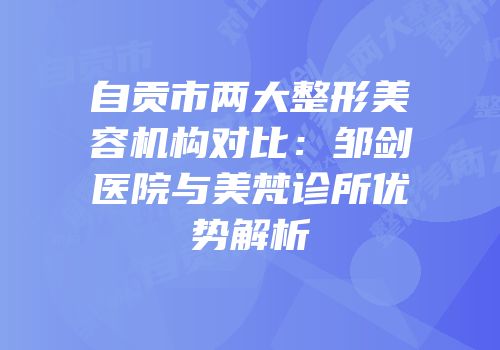 自贡市两大整形美容机构对比：邹剑医院与美梵诊所优势解析