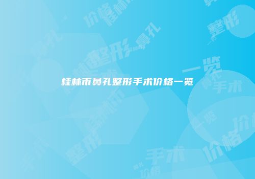 桂林市鼻孔整形手术价格一览
