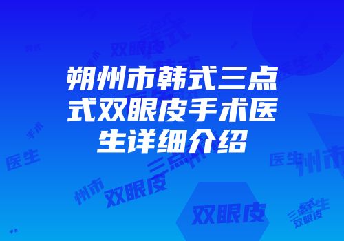 朔州市韩式三点式双眼皮手术医生详细介绍