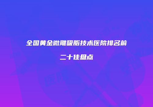 全国黄金微雕吸脂技术医院排名前二十佳盘点