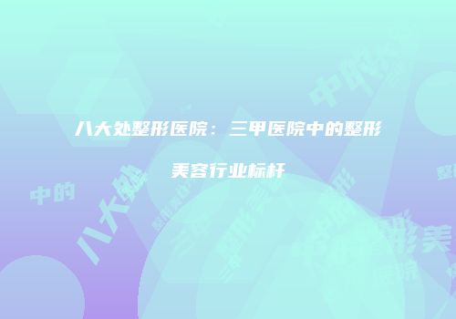 八大处整形医院：三甲医院中的整形美容行业标杆