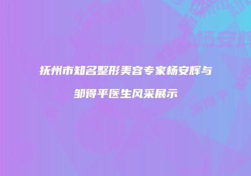 抚州市知名整形美容专家杨安辉与邹得平医生风采展示