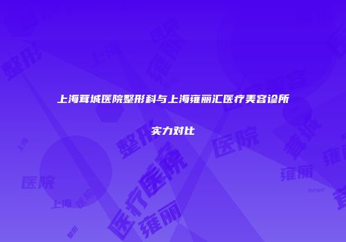 上海茸城医院整形科与上海雍丽汇医疗美容诊所实力对比