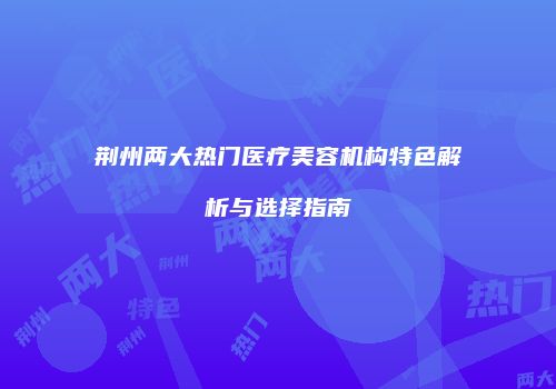荆州两大热门医疗美容机构特色解析与选择指南