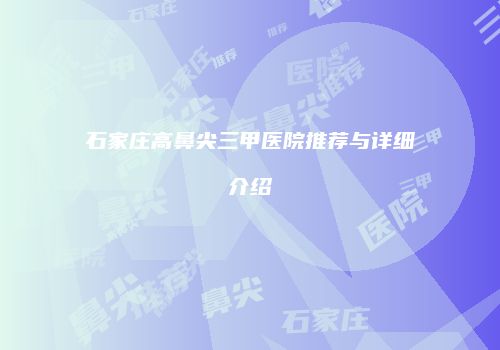石家庄高鼻尖三甲医院推荐与详细介绍