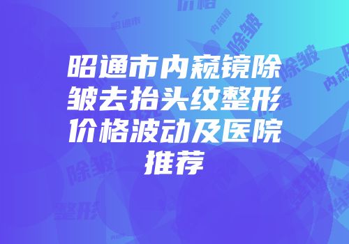 昭通市内窥镜除皱去抬头纹整形价格波动及医院推荐