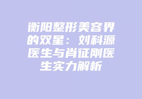 衡阳整形美容界的双星：刘科源医生与肖征刚医生实力解析