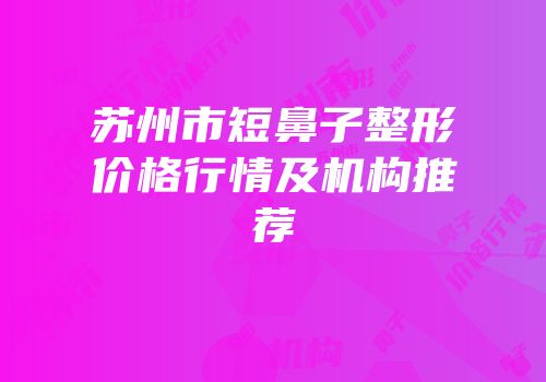 苏州市短鼻子整形价格行情及机构推荐