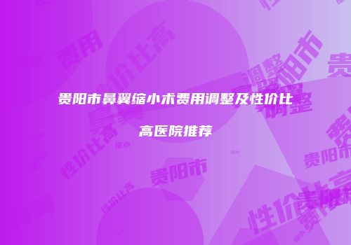贵阳市鼻翼缩小术费用调整及性价比高医院推荐