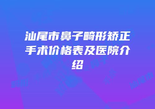 汕尾市鼻子畸形矫正手术价格表及医院介绍
