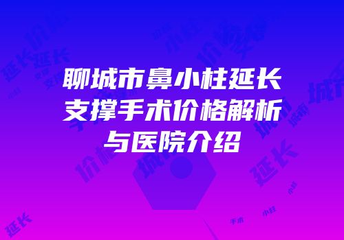 聊城市鼻小柱延长支撑手术价格解析与医院介绍