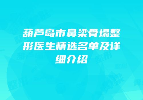 葫芦岛市鼻梁骨塌整形医生精选名单及详细介绍