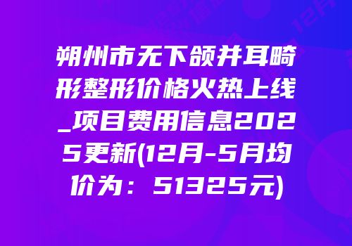朔州市无下颌并耳畸形整形价格火热上线_项目费用信息2025更新(12月-5月均价为：51325元)