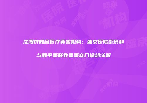 沈阳市知名医疗美容机构：盛京医院整形科与和平美联致美美容门诊部详解