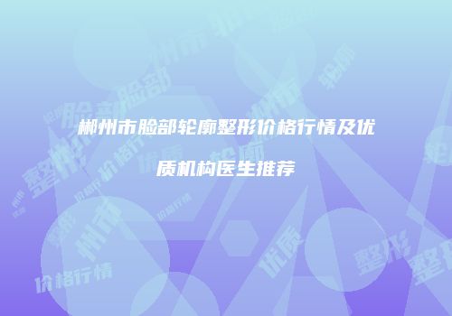 郴州市脸部轮廓整形价格行情及优质机构医生推荐