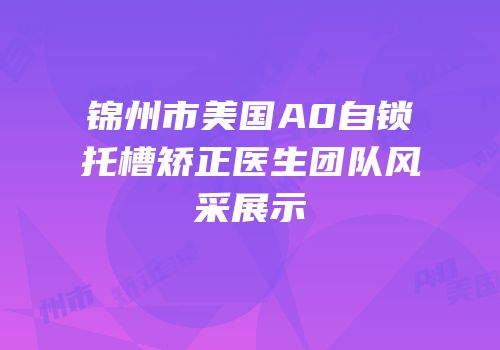 锦州市美国A0自锁托槽矫正医生团队风采展示
