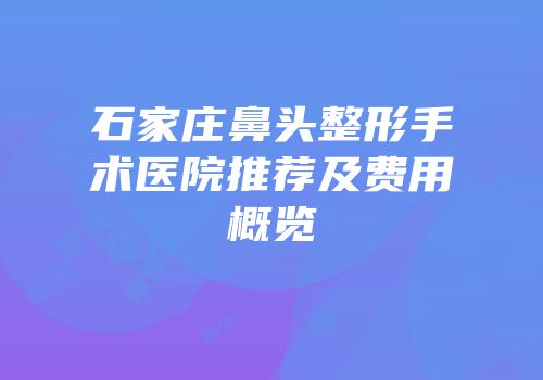 石家庄鼻头整形手术医院推荐及费用概览