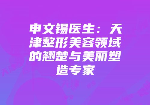 申文锡医生：天津整形美容领域的翘楚与美丽塑造专家