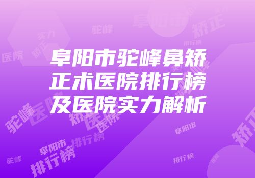 阜阳市驼峰鼻矫正术医院排行榜及医院实力解析